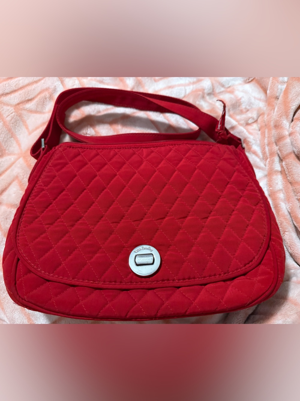 Vera Bradley Quilted Red Crossbody Bag with Turn-Lock